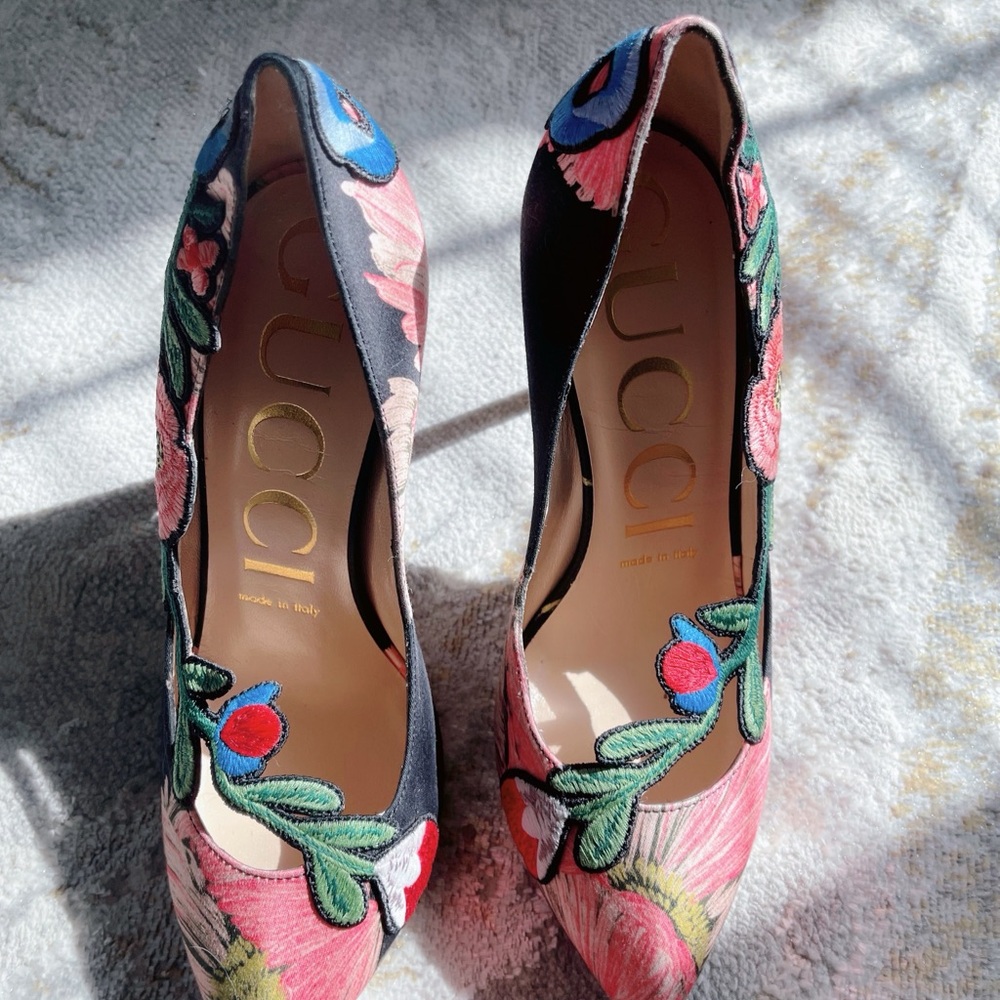 Gucci Ophelia Embroidered Heels